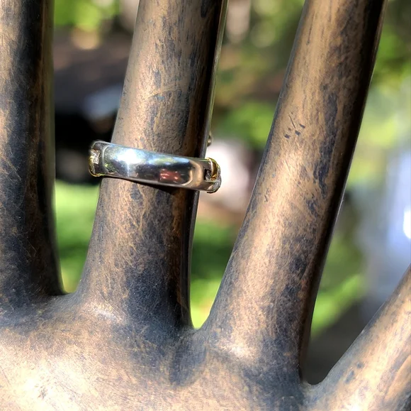 18k RAW Ruby & Rhodolite sterling & gold lattice ring sz8 - Picture 5 of 6